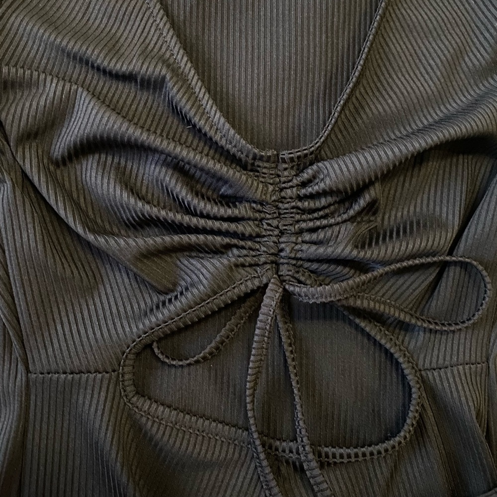 TIE DETAIL BLACK DRESS - Picture 3 of 3